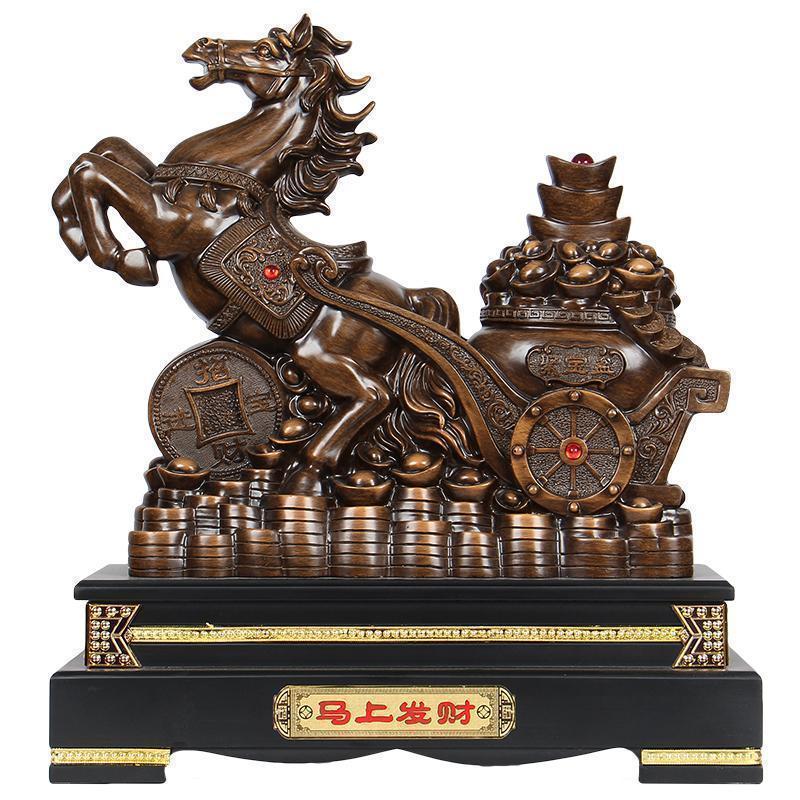 马摆件工艺品大号马到成功聚宝盆家居客厅创意装饰办公室摆设_385_332