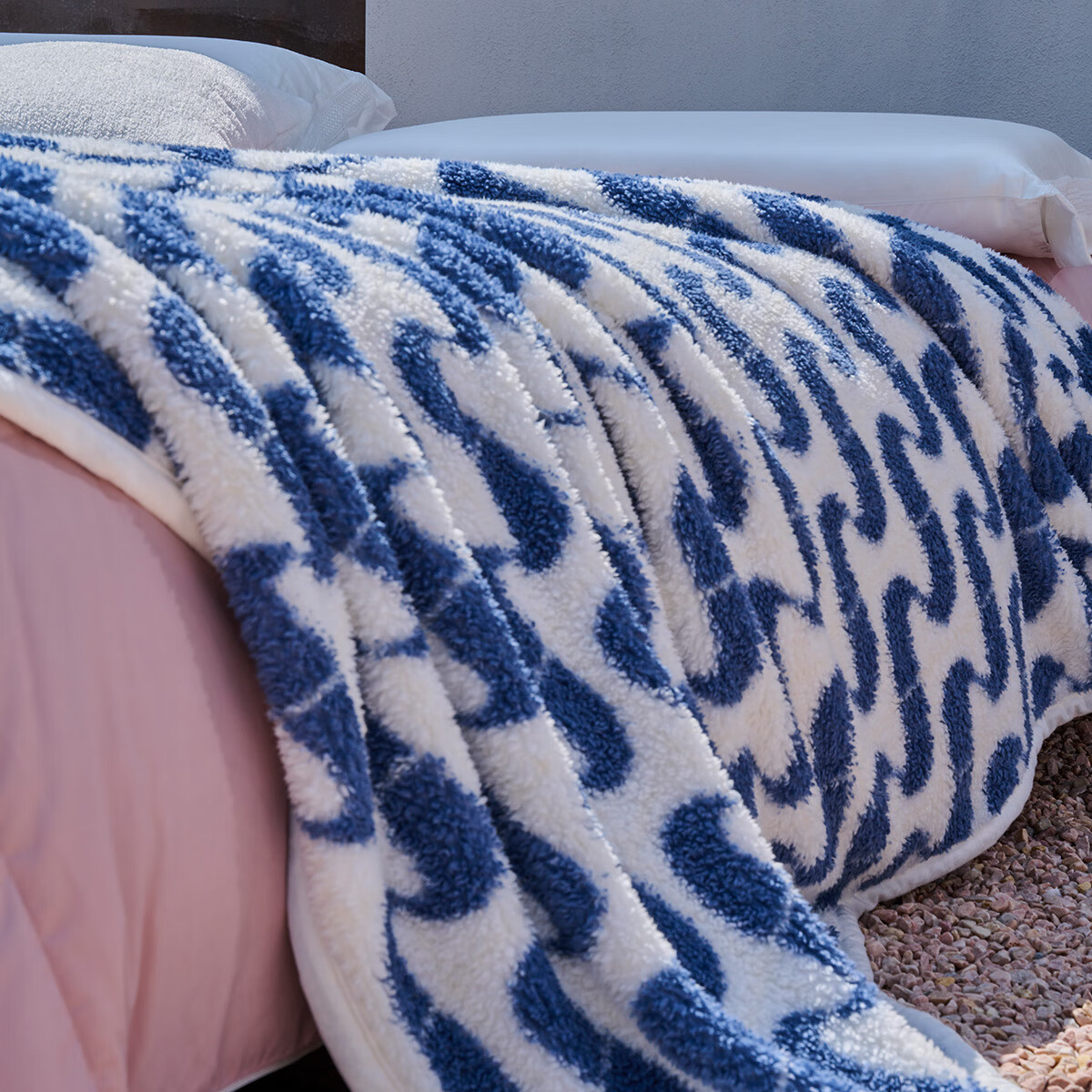 水星家纺DH蓝海日记米粒绒毯180cm×200cm/条129135高清大图