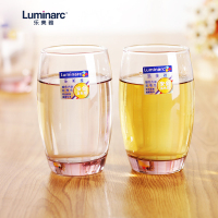Luminarc法国弓箭(ARC)乐美雅 凝彩粉玻璃水杯酒杯啤酒杯玻璃杯350ML(六只装)H5805不保温
