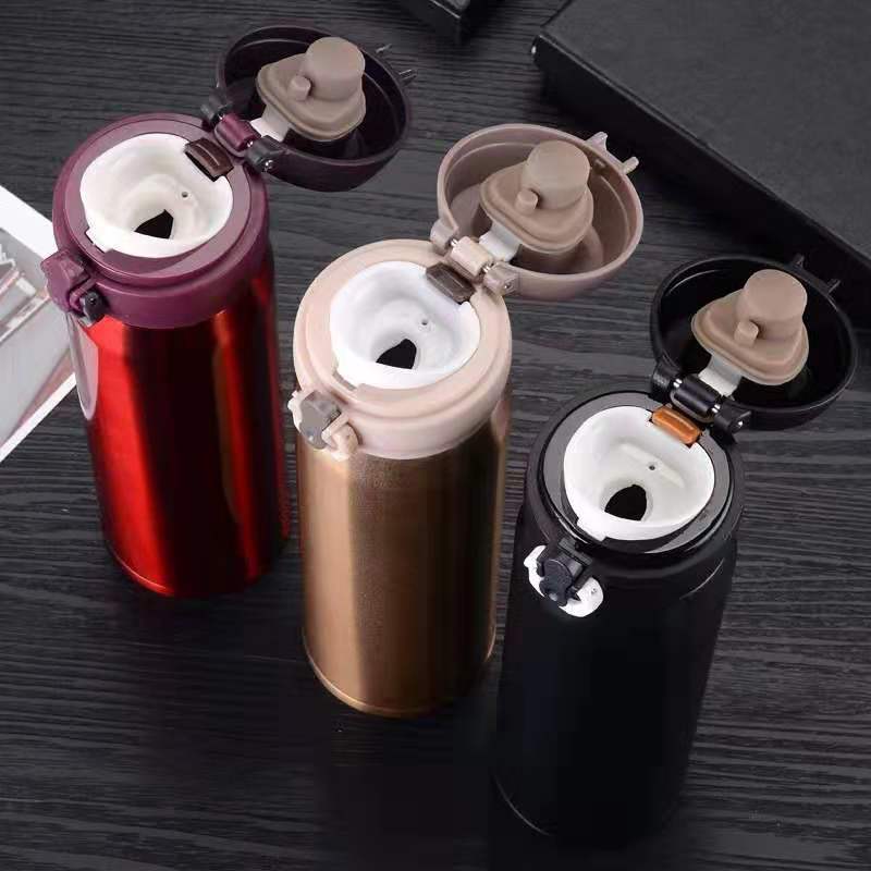 新款弹跳盖不锈钢保温杯真空杯双层杯车载礼品杯子图片