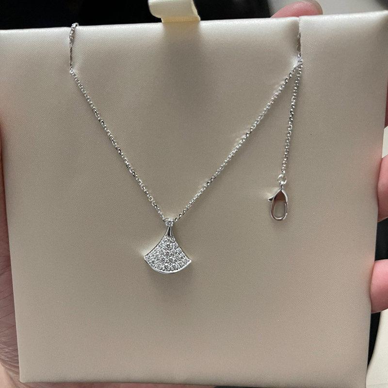 bvlgari宝格丽divasdream系列镶钻扇子女士项链银色cl857495351099