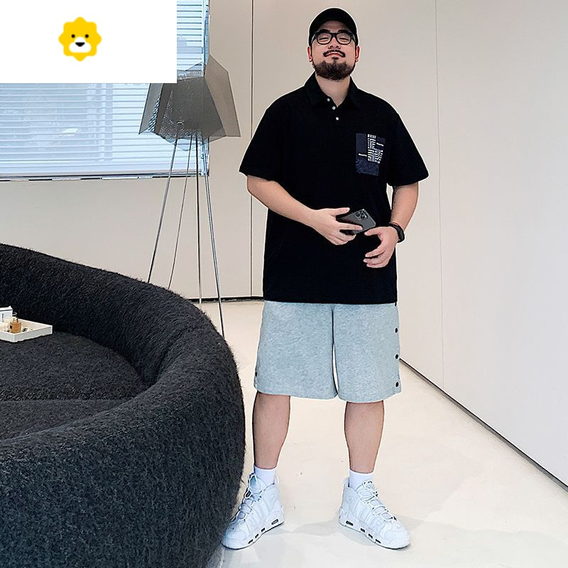 fishbasket季新款polo衫男胖子加肥加大休闲短袖t恤肥佬宽松大码半袖