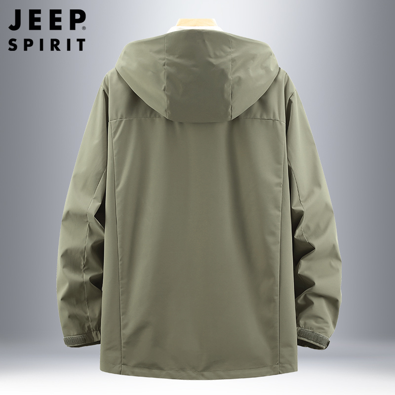JEEP SPIRIT吉普男士男士防风保暖夹克户外可脱卸帽外套加厚保暖秋冬工装登山服衣服