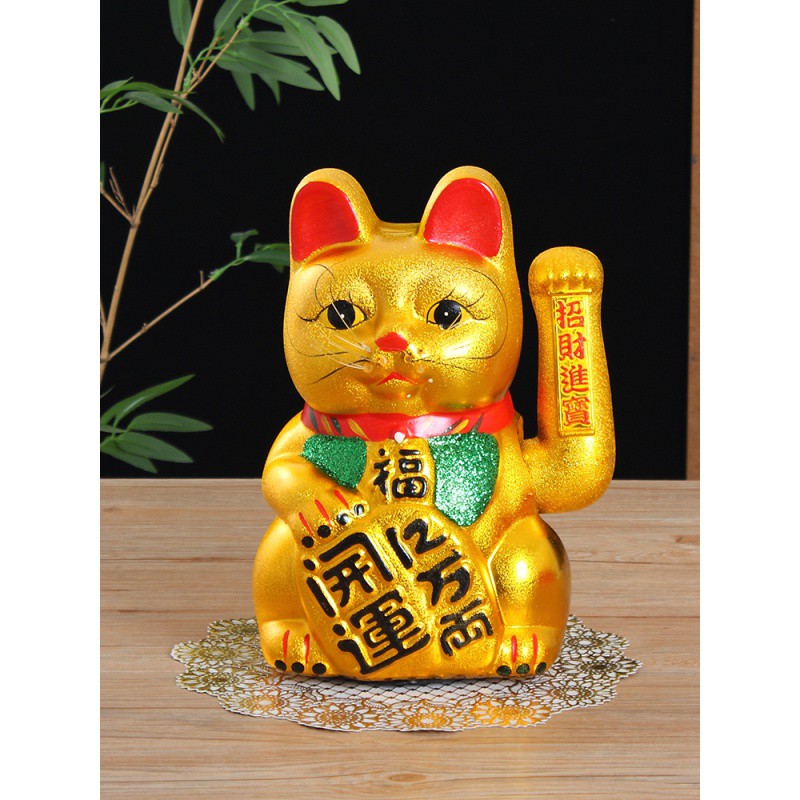 摇手陶瓷金色电动猫摆件开业新店开业摇手猫礼品大号店招迎客 三维工匠 【双用】11寸猫亿万两_964