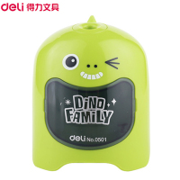 得力(deli)0501恐龙电动削笔器 绿色 自动削笔机 转笔刀 卡通卷笔刀 削笔刀 学生文具
