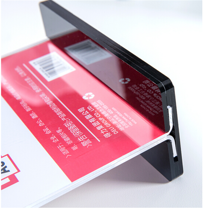 得力（deli） T型抽拉亚克力桌牌 桌面立式双面广告台 210*297mm A4竖版 50864