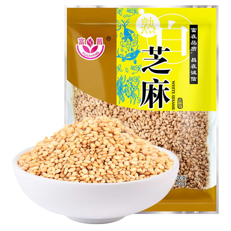 富昌炒熟白芝麻粒100g 五谷杂粮 无杂质 香醇饱满 免洗干吃