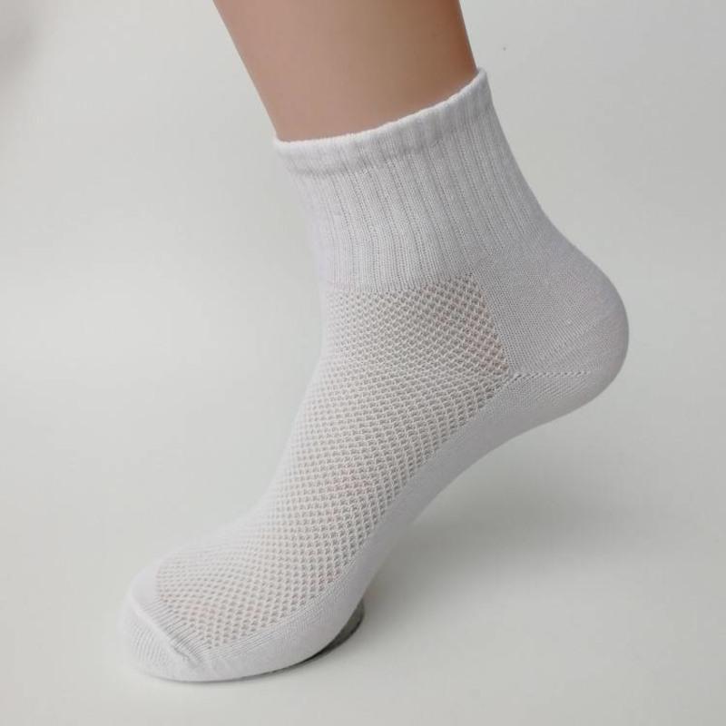 袜子男夏季薄款中筒袜女袜韩版潮流网眼透气男士袜短筒 中筒网袜白色