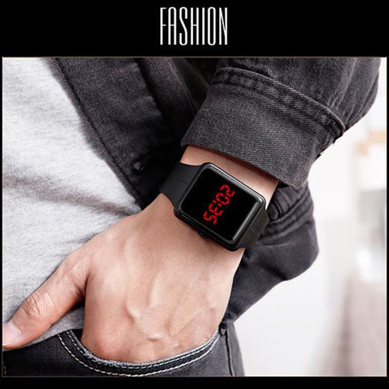 炫酷黑高科技智能led日历手表男女学生韩版简约时尚情侣手表夜光电子