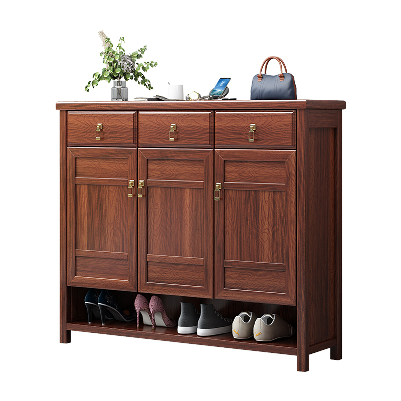 青木川 新中式实木鞋柜收纳柜一体靠墙客厅入户进门口2023新款楼道