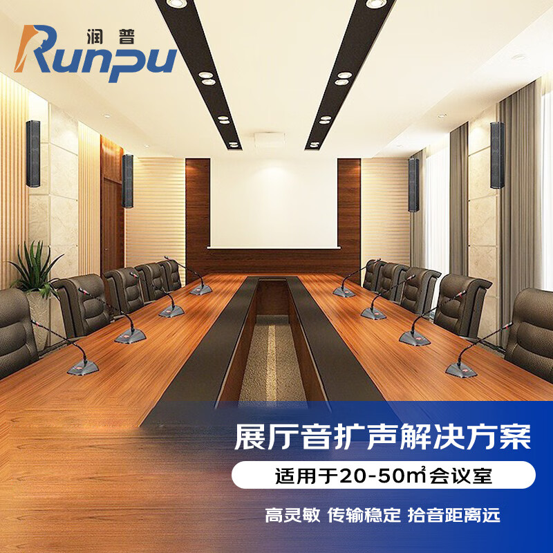 润普音频扩声集成会议解决方案(会议麦克风+音响+调音台+音频处理器+数字移频器+时序电源)RP-YPKS380