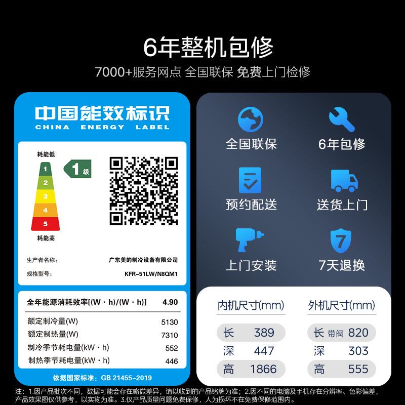 [苏选自营]美的空调2匹 全面风 风尊二代 新一级能效 省电节能空调立式柜机变频冷暖KFR-51LW/N8QM1国家补贴图片