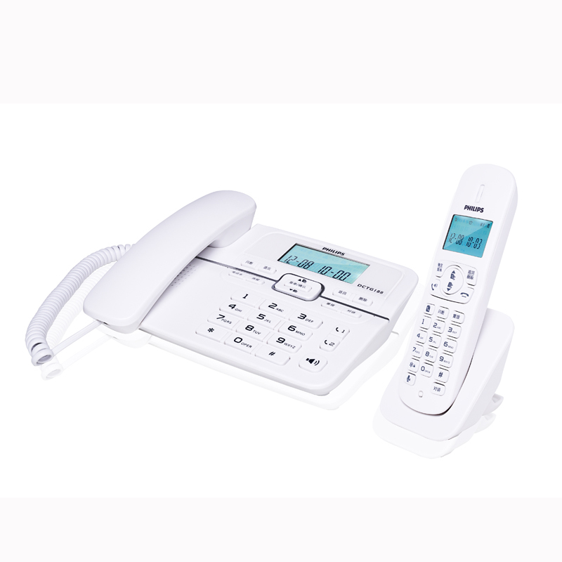 飞利浦(Philips)DCTG188一拖一数字无绳电话机办公家用无线固定座机电话子母机商用免提通话功能(白色)