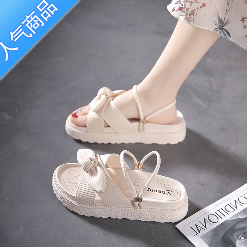 SUNTEK两穿凉鞋女夏外穿2023年新款ins潮配裙子厚底仙女风罗马沙滩拖鞋高清大图