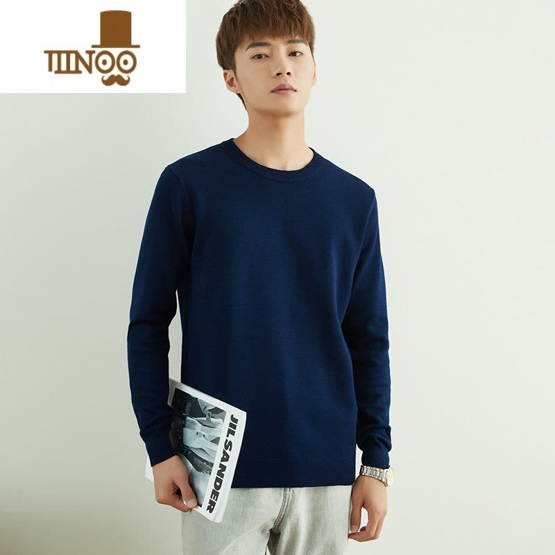 YANXU男士圆领V领套头毛衣长袖打底针织衫保暖内搭毛衫宽松男装潮图片