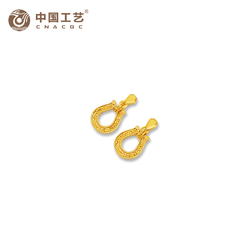 [七夕精选]足金999 5G蛇年马蹄套装 耳饰