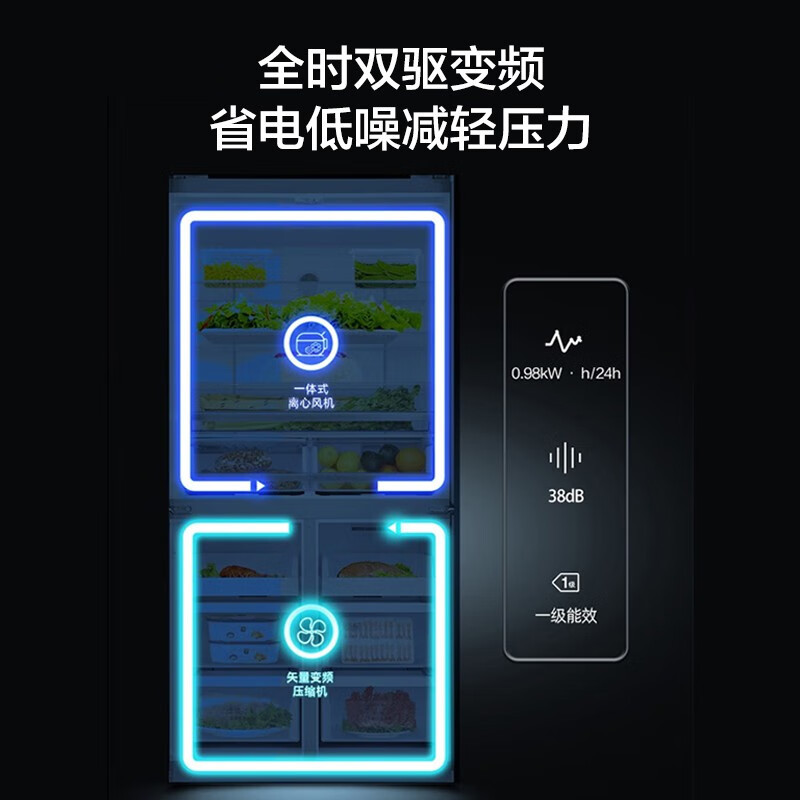 容声(Ronshen)620L对开门一级变频风冷无霜家用电冰箱 BCD-620WD19FP