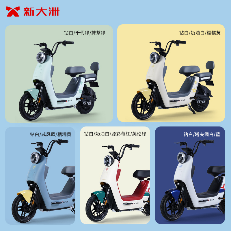 [新品首发]新大洲电动车旗舰店2023国标电动自行车女士小型心动 塔夫绸白/宝石蓝