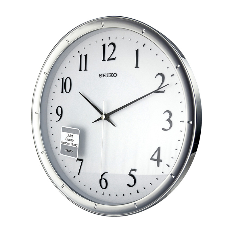 精工(SEIKO)挂钟 静音简洁挂钟时尚经典挂钟居家办公石英钟QXA417S银色