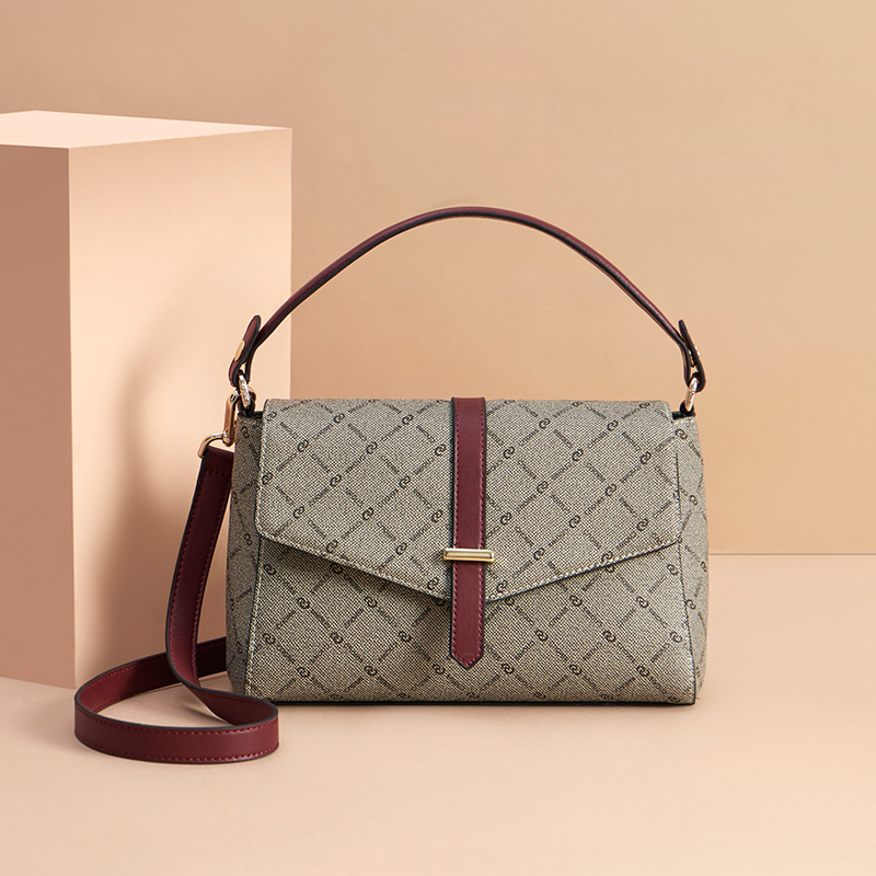 蔻一cnoles包包女包新品经典logo印花单肩包女时尚大气斜挎女包欧美