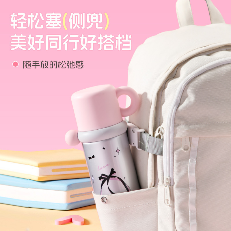 希乐儿童保温杯女生高颜值316不锈钢吸管杯学生上学便携水杯高清大图