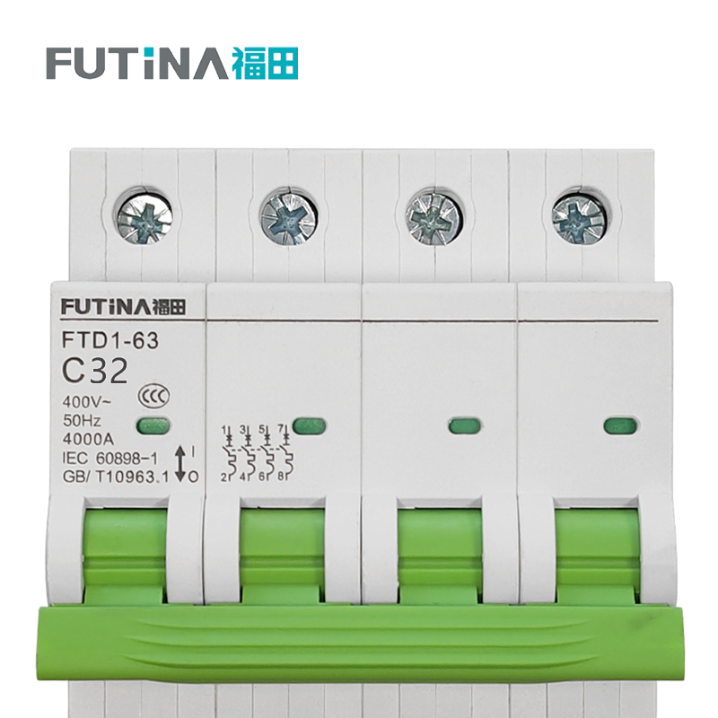 福田 小型断路器空开 家用空气开关小型断路器不带漏保 4P32A 单位:个高清大图