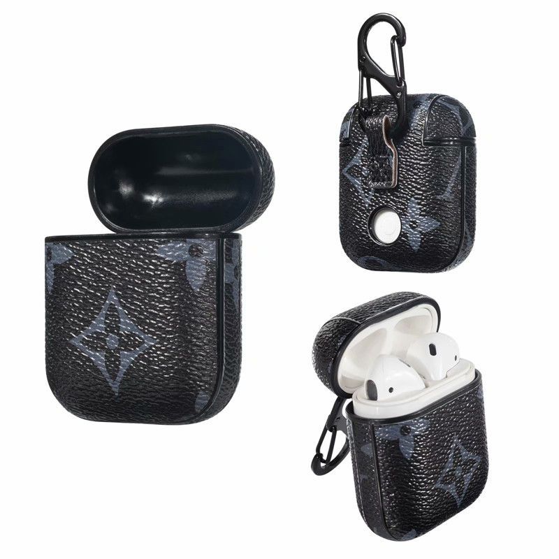 棕格子 苹果原装airposd1代2代通用 经典老花苹果蓝牙耳机保护套airpods2皮质硬壳格子airpods套连体
