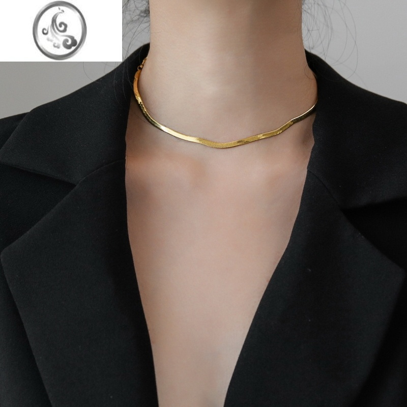 jimi秦岚同款项链女闪耀的她新款钛钢不掉色锁骨链轻奢小众金色蛇骨链
