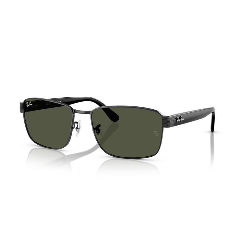 RayBan男士方形金属框太阳镜时尚深灰镜片休闲与正式场合皆宜