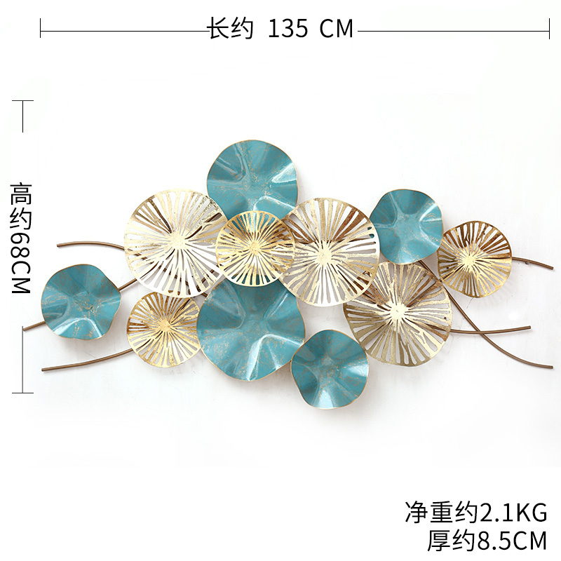 轻奢创意玄关金色铁艺壁挂墙饰新中式客厅沙发背景墙面装饰挂饰 三维工匠 《诗安》C壁饰高清大图