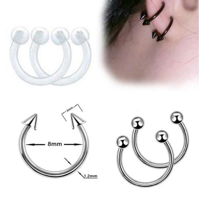 耳骨钛钢唇钉唇环鼻中隔耳钉耳环耳骨钉乳环多功能马蹄环穿刺穿孔饰品