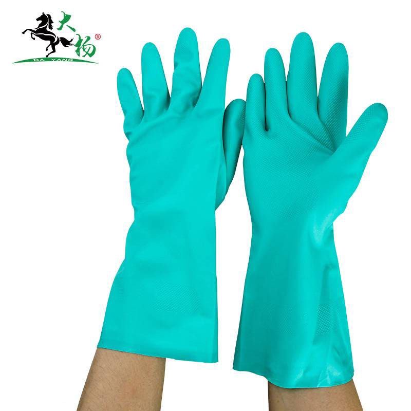 大杨植绒丁腈手套 耐酸碱防滑保暖工业劳动防护手套 080 /双