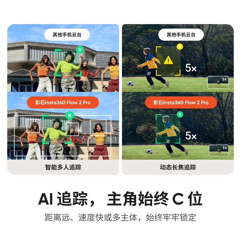 LISM-影石 Flow 2 Pro 手机稳定器手持云台AI跟拍三轴增稳vlog手势跟拍(遐想灰 标准套装)高清大图