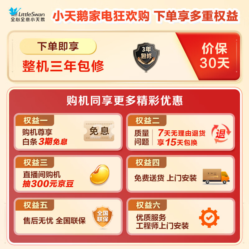 [官方正品]小天鹅波轮洗衣机全自动 7.5公斤 深层净洗一键智洗抗菌除螨 宿舍租房神器免清洗一级能效TB75V22