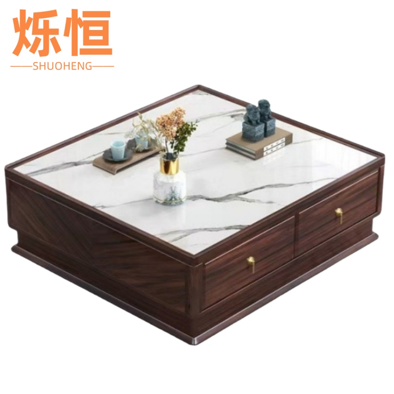 烁恒岩板方茶几高清大图