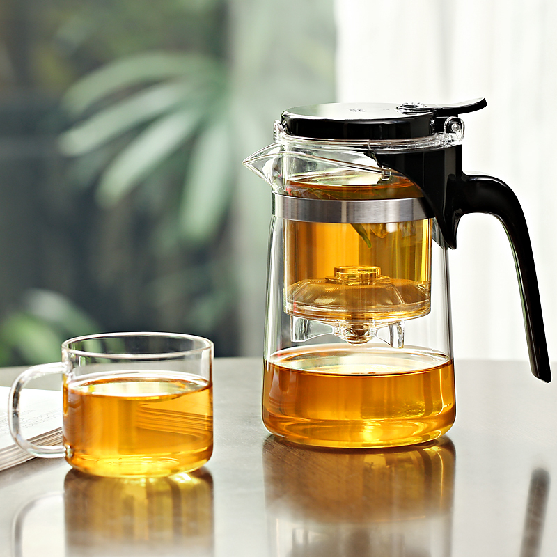 尚明飘逸杯泡茶壶玻璃懒人泡茶器一键过滤加厚茶具耐高温冲茶器家用茶壶