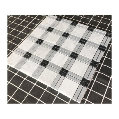 3030天然石材马赛克墙贴大理石黑白灰格子背景墙卫生间厨房瓷砖阳台