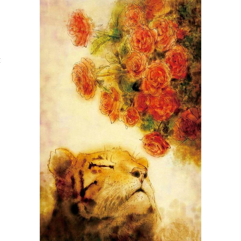 木质积卡通动漫儿童益智玩具成年大型高难度送礼物深棕色木质虎嗅蔷薇