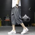 七分裤男士夏季新款时尚潮流印花直筒宽松垂感少年冰丝裤_1 M 深灰