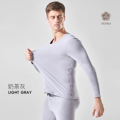 猫人男女士双层芃芃绒加厚恒温保暖内衣套装2021年新款抑菌圆领棉毛衫400g重 男XXL/180【推荐140-160斤】 男奶茶灰