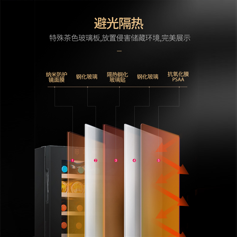 candor/凯得 JC-62E 压缩机恒温红酒柜 榉木层架双层玻璃 家用冰吧 茶叶柜 19瓶 62L