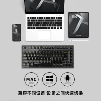 腹灵Q75 客制化三模有线2.4G蓝牙无线键盘热插拔PBT键帽机械键盘 三模无线版-全键可换轴-墨冰-冰海轴