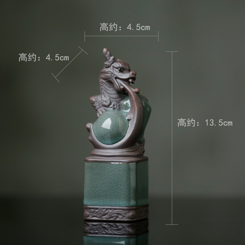 12十二生肖摆件全套陶瓷小工艺品老鼠牛虎兔龙蛇马羊猴鸡狗猪创意 三维工匠 辰龙高清大图