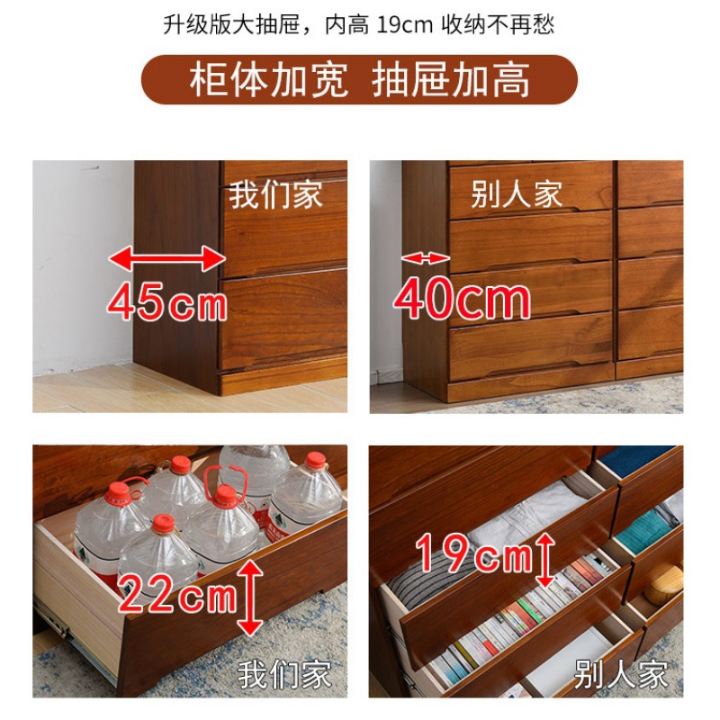 家柏饰(CORATED)实木加厚抽屉式收纳柜子多层大容量宝宝衣柜童储物斗橱五斗柜高清大图