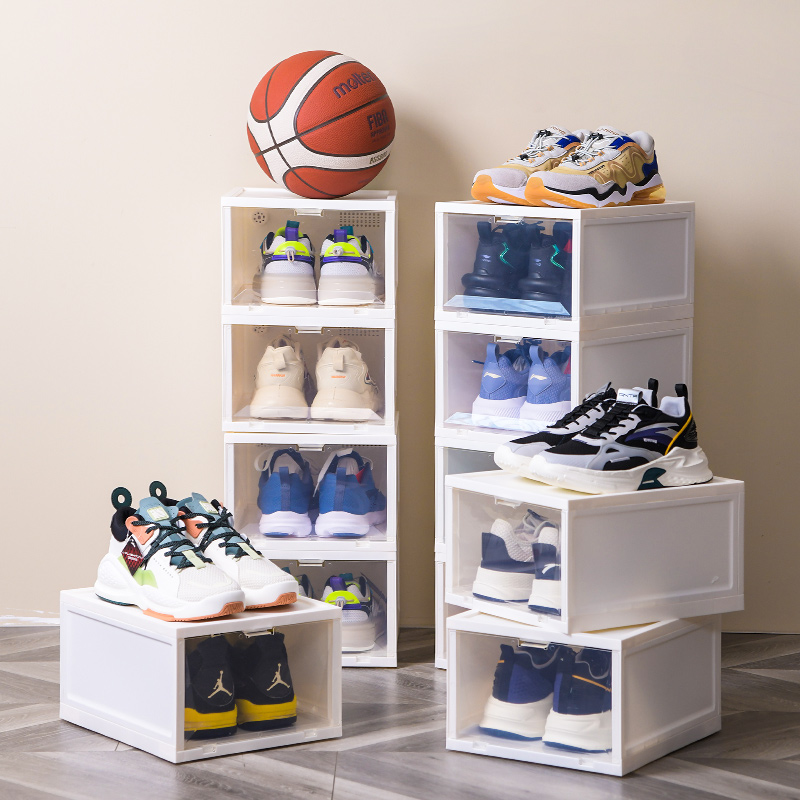 禧天龙鞋盒球鞋收纳盒透明侧开抽屉式鞋柜简易家用加厚收纳箱收纳柜高清大图