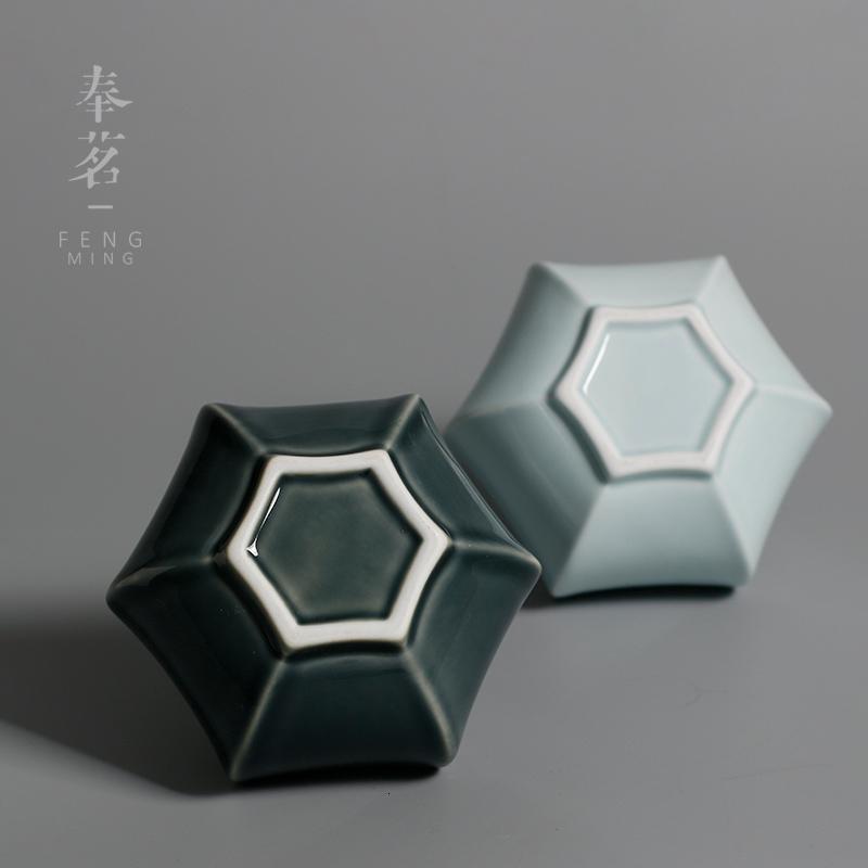 新中式石榴陶瓷花瓶摆件 家居装饰品茶道茶桌霁蓝釉仿生花器 三维工匠 霁蓝--石榴花瓶(高)高清大图