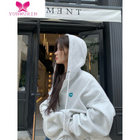 YUNWUXIN秋季外套女款拉链卫衣2022新款女连帽开衫运动加绒上衣慵懒风