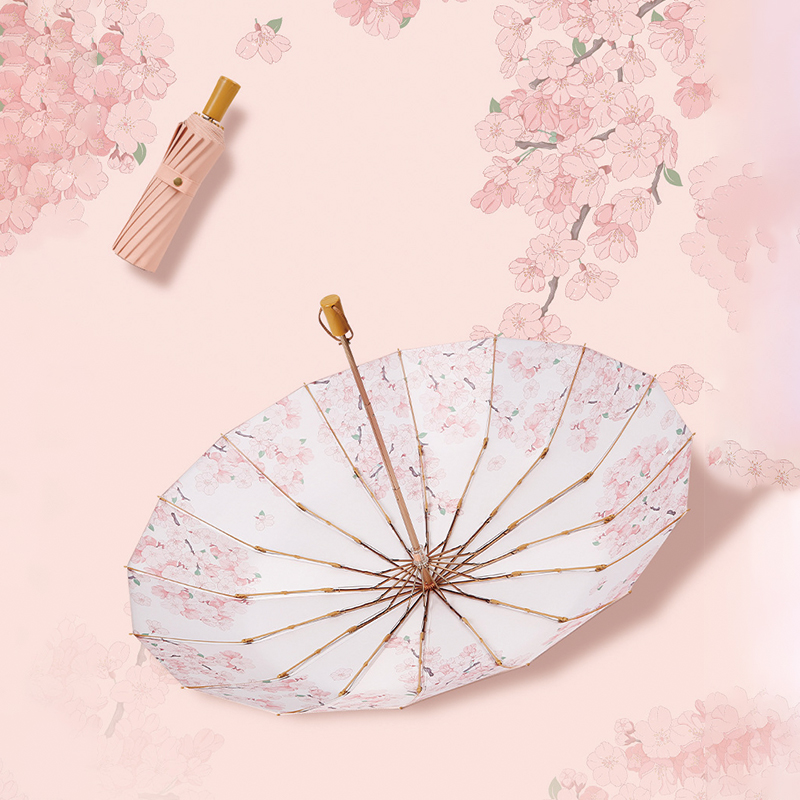 心梦同行 16骨彩胶遮阳防晒晴雨两用雨伞 2732/把高清大图