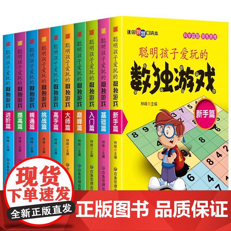 聪明孩子爱玩的数独游戏全10册 数独小学生九宫格数独游戏儿童入门一年级二年级数独趣味闯关阶梯训练练习册四宫格数独幼儿园思高清大图