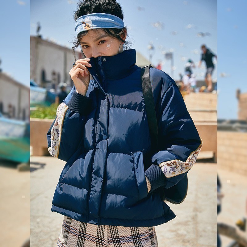 裂帛2020冬季新款优雅轻熟风提花织带白鸭绒短款落肩羽绒服女51190670